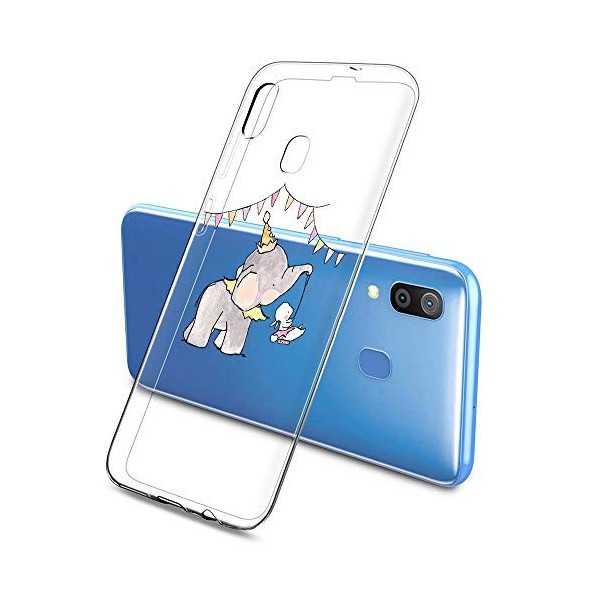 Oihxse Compatible pour Silicone Samsung Galaxy A11 Coque Crystal Transparente TPU Ultra Fine Souple Housse avec Motif [Elepha