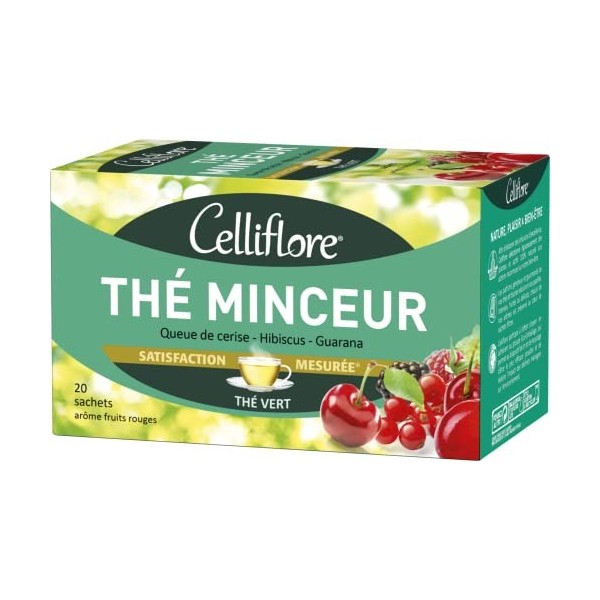 CELLIFLORE - Thé Minceur - Favorise lÉlimination - Vitalité - Métabolisme Des Lipides -Arôme Fruits Rouges - 20 Sachets