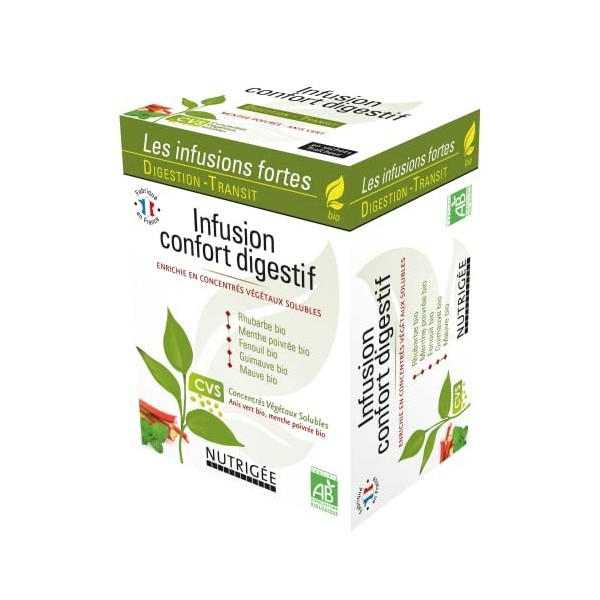 Infusion confort digestif Bio • Digestion • Transit • Menthe poivrée • Fenouil • Concentrés Végétaux Solubles • Issue de l’ag