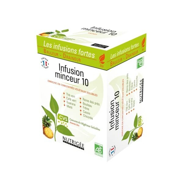 Infusion Minceur 10 Bio • Brûleur • Draineur • 10 plantes & fruits • Extrait d’ananas bio • Concentrés Végétaux Solubles CVS