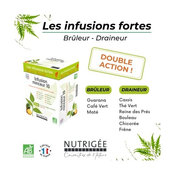 Infusion Minceur 10 Bio • Brûleur • Draineur • 10 plantes & fruits • Extrait d’ananas bio • Concentrés Végétaux Solubles CVS