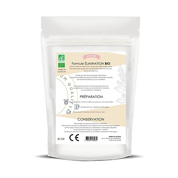 Tisane Drainante - Infusion Élimination Rétention dEau et Détox - Mélange de Plante Naturelle- 50g