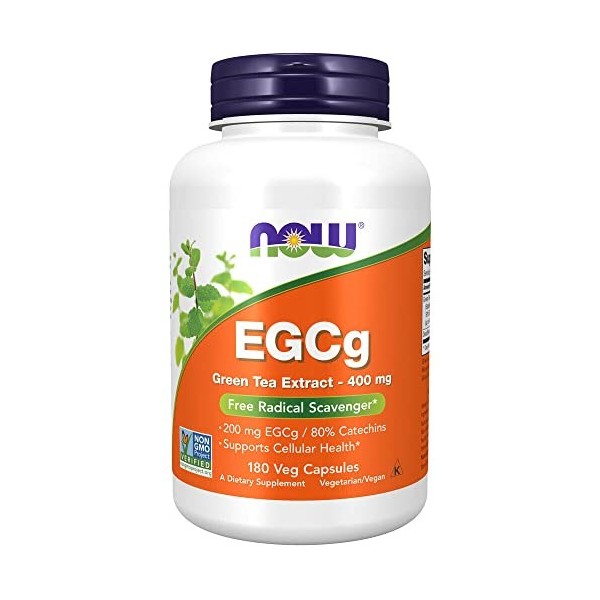 Now Foods, EGCg, Extrait de Thé Vert, 400 mg, 180 Capsules végétaliennes, Testées en Laboratoire, Sans Gluten, Sans Soja, Vég