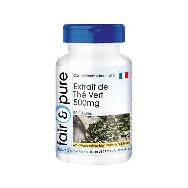 Fair & Pure® - 1500mg par dose journalière - Extrait de thé vert avec 50% de polyphénols, caféine et EGCG - 90 gélules végane