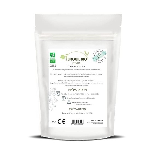 Tisane Fenouil Doux Graines - Infusion dallaitement Tisane Diurétique Drainante et Détox - 150g