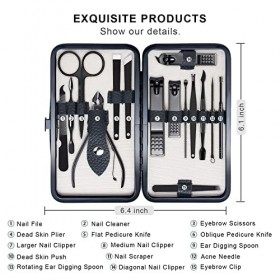 Fixbody Kit de manucure et pédicure avec coupe-ongles en acier inoxydable Noir