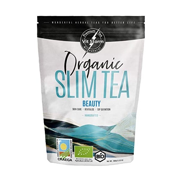 SLIM TEA Morning Boost Energie BIO - Thé Minceur - Bruleur de Graisse Puissant - Coupe Faim - Tisane Detox & Draineur - Thé V