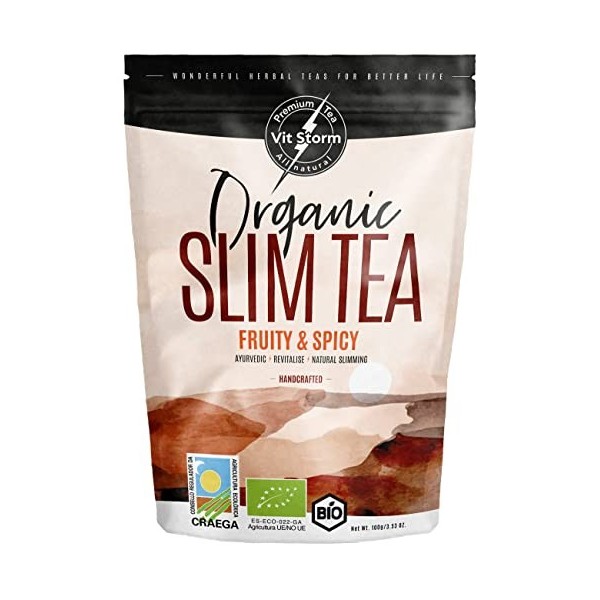 SLIM TEA Morning Boost Energie BIO - Thé Minceur - Bruleur de Graisse Puissant - Coupe Faim - Tisane Detox & Draineur - Thé V