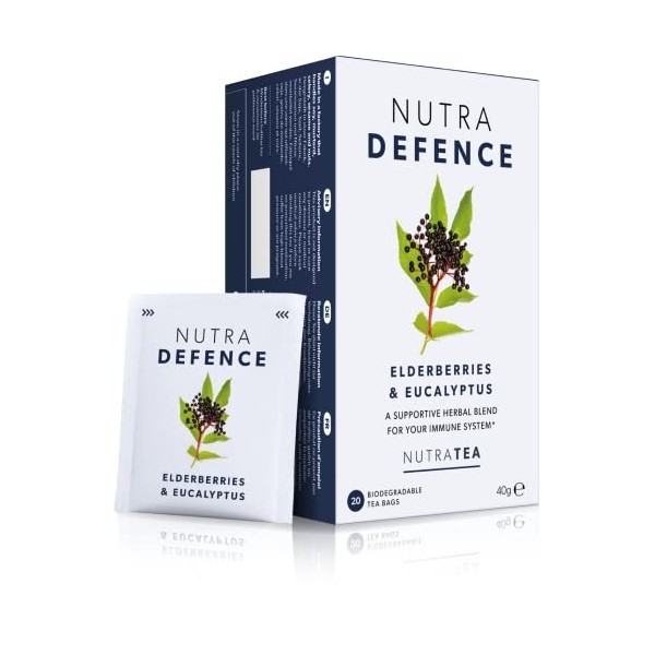 NutraDefence - Thé contre le rhume et la grippe | Thé contre la toux - Soutient le système immunitaire - 20 Sachets de thé en