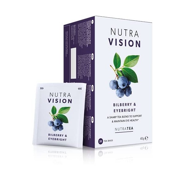 NutraVision - Thé de soutien pour les yeux | Thé contre la fatigue oculaire - Supplément pour la santé oculaire - 20 Sachets