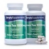 Thé Vert 1000mg | Enrichi en vitamine B1 & Chrome | 360 Gélules | Adapté aux végétaliens | SimplySupplements