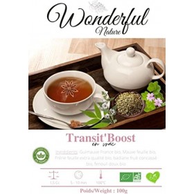 Wonderful Nature - Transit’Boost Bio – 100g - Guimauve France, Mauve, Frène, badiane, fenouil – Elimine les toxines – Aide la