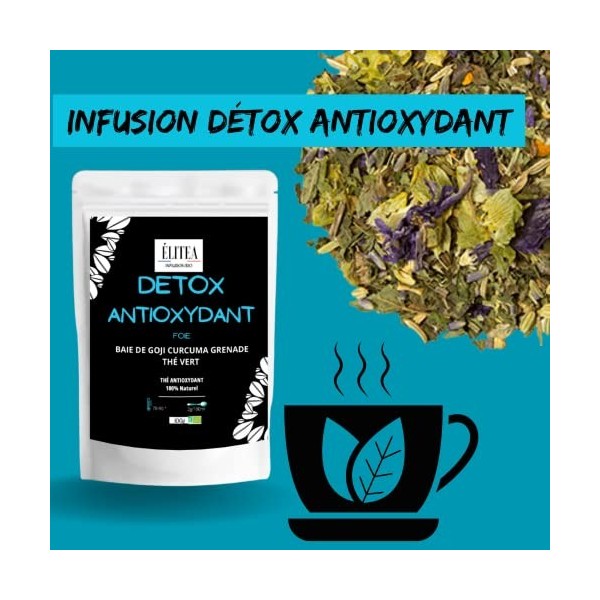 Sachet Kraft FOIE Peau Infusion Détox Colon Antioxydant Puissant Thé Vert Toxines Foie Formule Ultra concentrée Curcuma, Baie