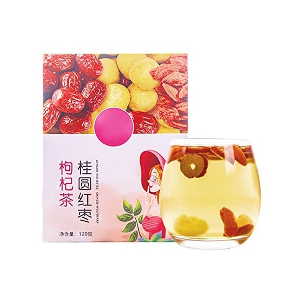 Sachets de Tisane de 120 G / 4,2 Oz, Thé de Bien-être Combiné Chinois Comprenant des Dattes Rouges, Wolfberry, Longan Adapté 