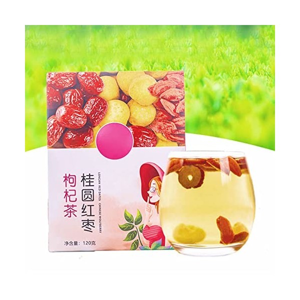 Sachets de Tisane de 120 G / 4,2 Oz, Thé de Bien-être Combiné Chinois Comprenant des Dattes Rouges, Wolfberry, Longan Adapté 