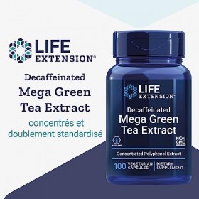 Life Extension, Mega Green Tea Extract, 725mg, Décaféiné, 100 Capsules végétaliennes, Testé en Laboratoire, Végétarien, Sans 