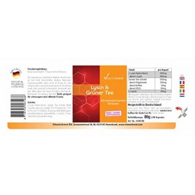 Lysine & extrait de thé vert – 100 gélules pour 100 jours – 400 mg / 200 mg – Vegan | Vitamintrend®