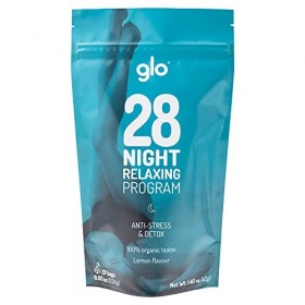 Glo Night Teatox - Te Amincissant Anti-Stress | Programme 28 jours - 28 sachets de thé | Infusion de régime et de perte de po