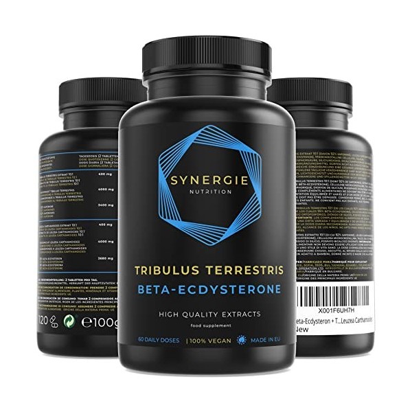 Beta Ecdysterone + Tribulus Terrestris - Renforcement Musculaire Fitness Booster de Synergie Nutrition | 60 doses quotidienne
