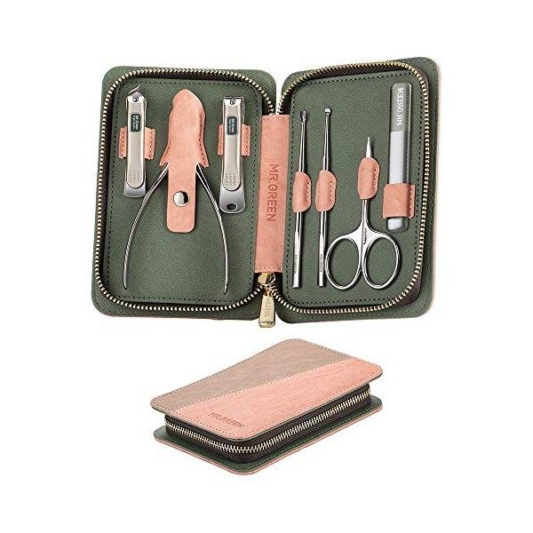 Kit Manucure Pedicure, Coupe Ongle Professionnel Coupe Cuticule Acier Inoxydable, Trousse Manucure Pedicure Set de 7pcs avec 