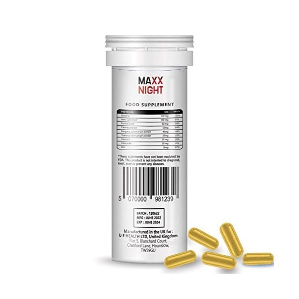 Maxx Night Efficient Performance & Active Ingredients! Lot de 5 gélules