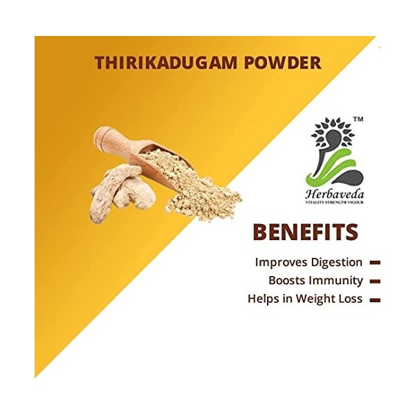 PUB Herbaveda – Poudre de Thirikadugam 500 g | Thirikadugam churna | Trikatu | Poudre de Thirukaduga