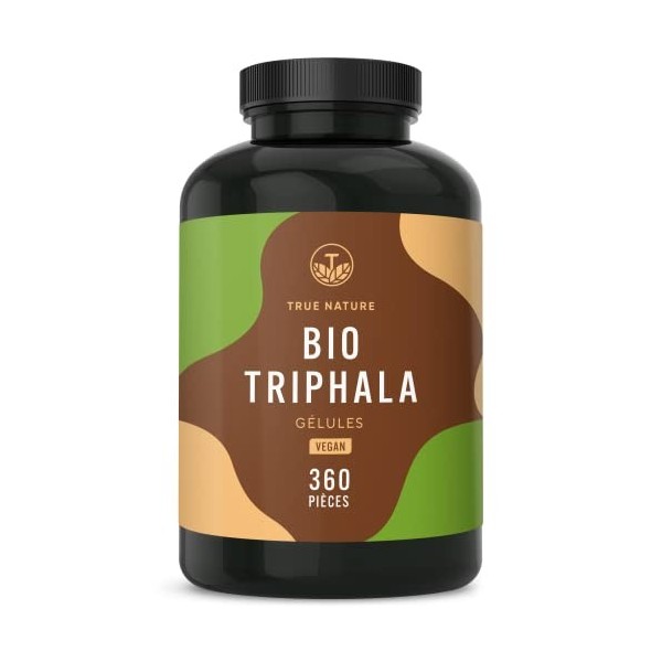 Triphala Bio gelules - 360 pièce – Haute dose 2.000mg  - Fruits de triphala de l’Inde de première qualité - Sans Additifs - V