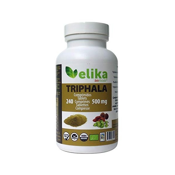 BIO Triphala Elikafoods® BIOLOGIQUE. 240 comprimés de 500 mg. Nettoie et détoxifie le côlon. Contre la constipation. Naturel,