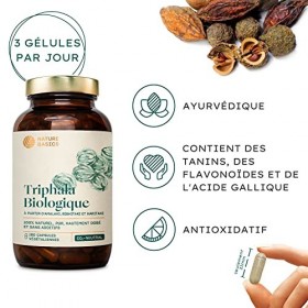 Nature Basics® Gélules de Triphala BIO certifiées & durables en pot | Triphala naturel hautement dosé à 1.500mg par dose jour