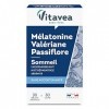 Vitavea - Mélatonine Valériane Passiflore - Complément Alimentaire Sommeil Adulte - Endormissement Rapide, Nuit Réparatrice -