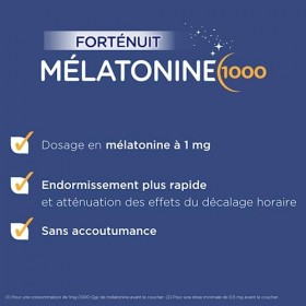 Forté Pharma - Mélatonine 1000 | Complément Alimentaire Sommeil - A base de Mélatonine dosée à 1g - Endormissement facilité |