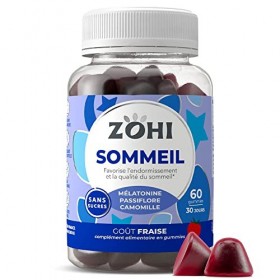 Complément Alimentaire Sommeil -Gummies Sommeil favorisant lEndormissement et la Qualité du Sommeil- Mélatonine- 60 gommes d