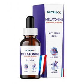 Mélatonine 1,9 mg Bio-Active - Action Flash 30min - Endormissement Sommeil Relaxation - Mélisse Valériane Aubépine - Format L