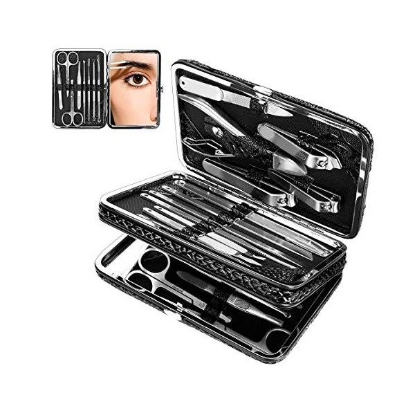 Ensemble de manucure, CestMall 21pcs Coupe-ongles Kit de pédicure Kit de manucure professionnel en acier inoxydable pour homm