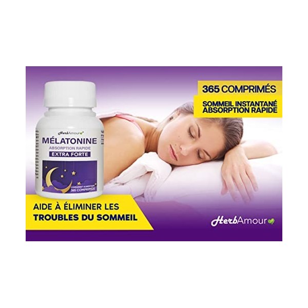 MÉLATONINE PURE EXTRA FORTE Stock Pour 12 Mois | Supplément Pour Sommeil À Libération Prolongée | 365 Cpr. Haute Dose De 1 