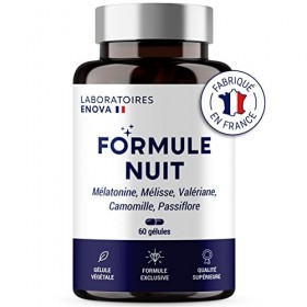 FORMULE NUIT | Mélatonine 1,9 mg + Plantes : Valériane, Mélisse, Camomille, Passiflore | Complément Alimentaire pour Dormir 1