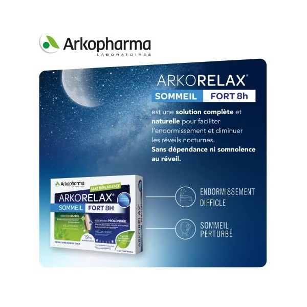 Arkorelax® Sommeil Fort 8 heures - Permet de retrouver un sommeil de qualité, sans dépendance - 15 comprimés