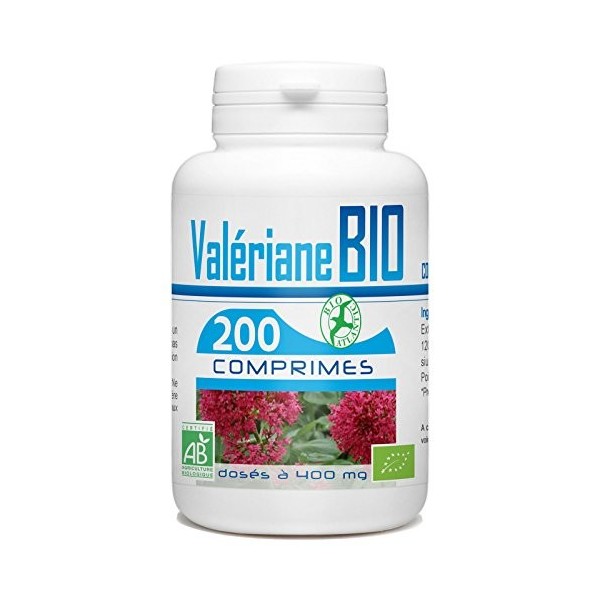 Valériane Bio AB 400mg - 200 Comprimés, Ingrédients pour 3 comprimés : Extrait sec de valériane racine bio : 1200 mg, talc