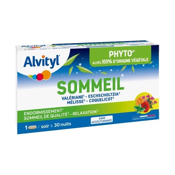 Alvityl - Comprimés Sommeil - 4 actifs dorigine végétale - Endormissement, Sommeil de qualité, Relaxation - 30 nuits