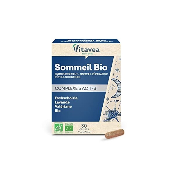 Vitavea - Sommeil BIO - Complément Alimentaire Sommeil Bio Adulte - Endormissement, Sommeil réparateur, Réveil Nocturne - Lav