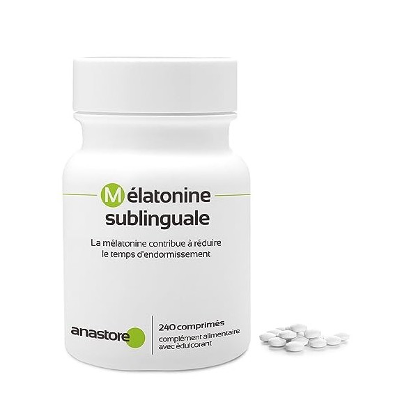 MÉLATONINE SUBLINGUALE * Pureté garantie supérieure à 99% *1.8 mg / 240 comprimés* STÉVIA * Régulateur de l’horloge biologiqu