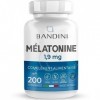 Bandini® Mélatonine 200 comprimés, Mélatonine pure 1,9 mg, supplément pour un meilleur sommeil et repos, complément alimentai