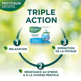 Phytosun Arôms - Stress Triple Action Huiles Essentielles Relaxation, Résistance au et Diminution de la fatigue 1,2,3 30 Ca