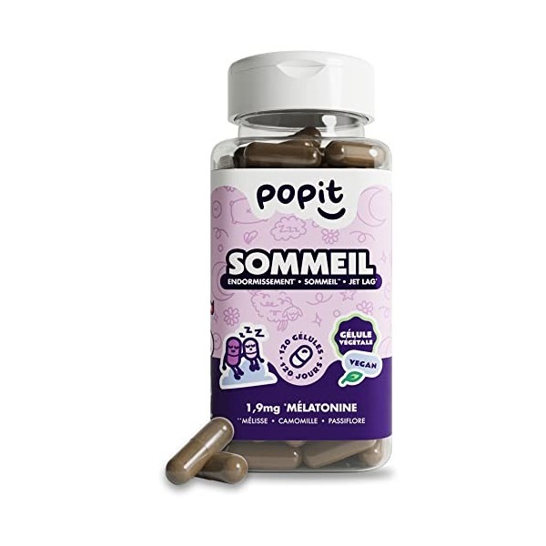 POP IT Mélatonine 1,9mg - 60 Gummies Sommeil Adulte - Cure de 2 Mois - Sans Sucres, Vegan, Goût Mûre - Endormissement Rapide 