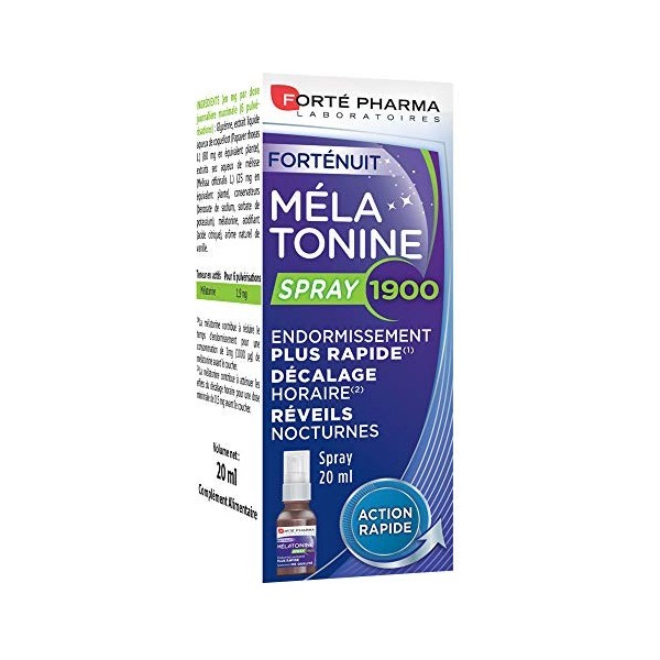 Forté Pharma - Mélatonine 1900 Spray | Spray Sommeil - Endormissement Rapide - Effet Immédiat | Complément Alimentaire Sommei