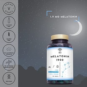 Melatonine 1,9 mg pour le Sommeil Adulte. Melatonine Fort avec Vitamine B6. Dormir mieux. Stress. Aide au Sommeil et Insomnie