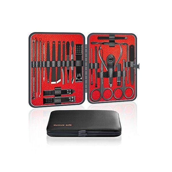 Ywoow Nail Clippers Manucure Set - 23 pcs Ensemble en acier inoxydable Kit professionnel doutils de pédicure de beauté Croch