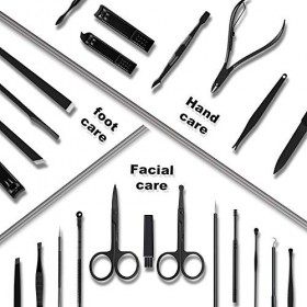 Ywoow Nail Clippers Manucure Set - 23 pcs Ensemble en acier inoxydable Kit professionnel doutils de pédicure de beauté Croch