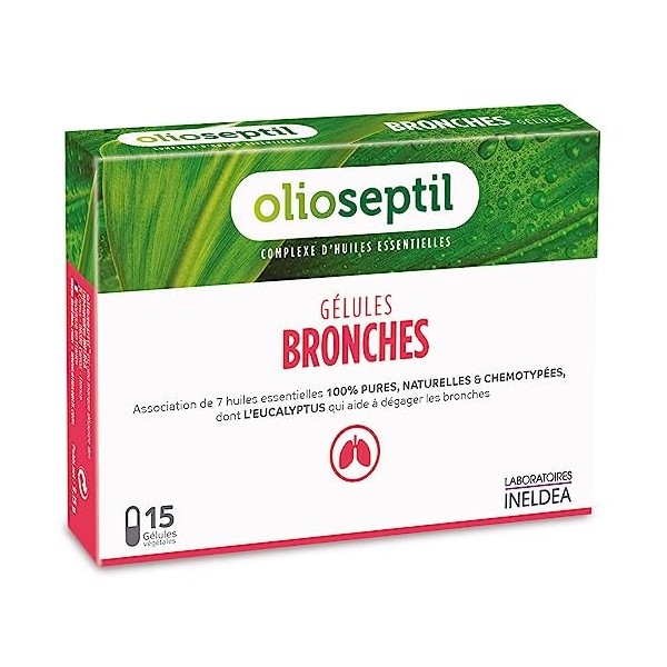 OLIOSEPTIL® - Bronches - Complexe dHuiles Essentielles Pures et Chémotypées en Gélules Végétales L-Vcaps® - Dès 15 Ans - Aid