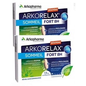 ARKORELAX SOMMEIL FORT 8 H - Chrono Libération - 1,9mg melatonine 5 extraits de plantes - 2 MOIS de TRAITEMENT - Lot de 60 Co